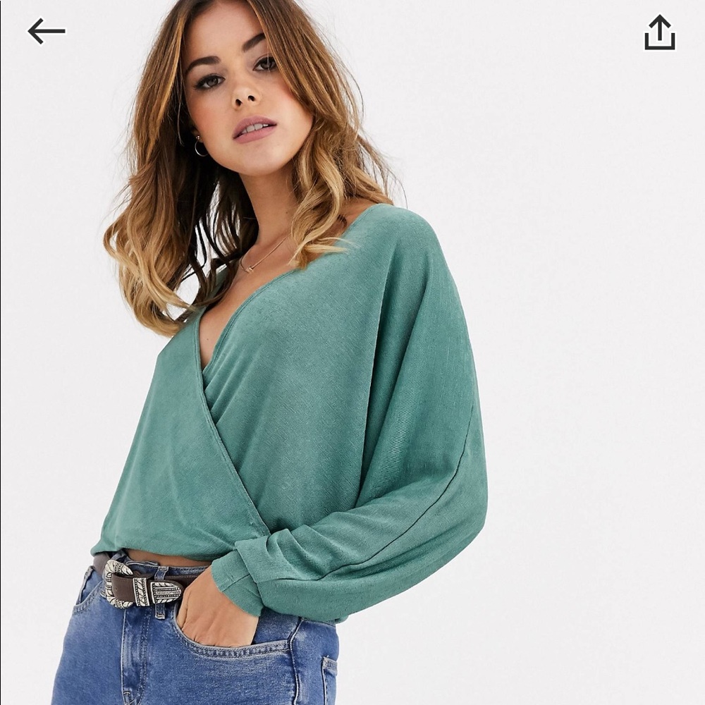 ASOS Wrap Top in Khaki Green